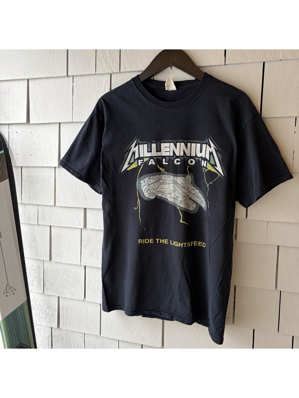 Y2K Millennium Falcon Ride The Lightspeed Parody T Shirt M